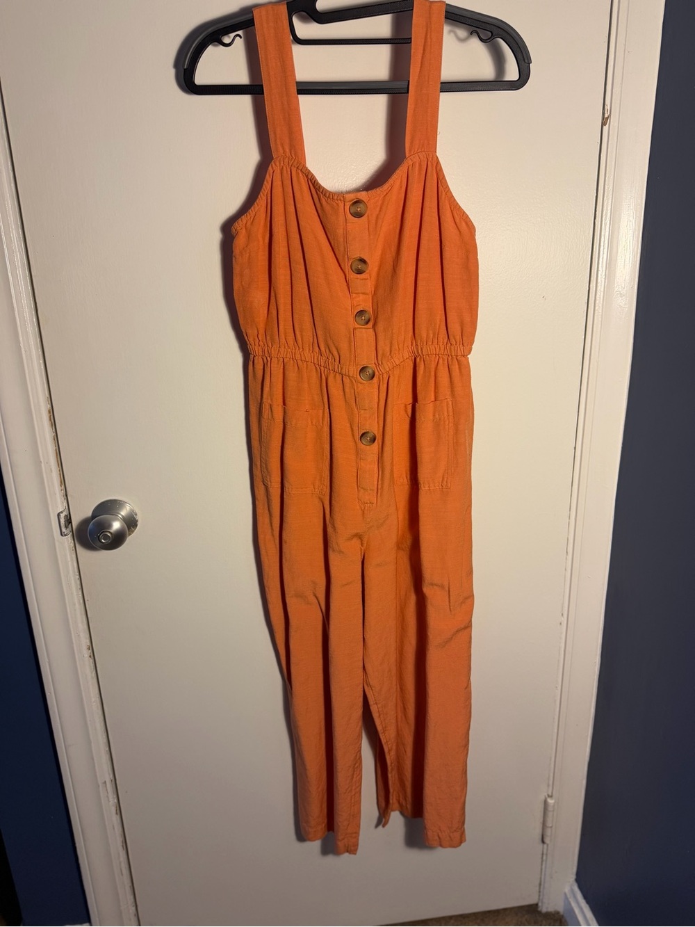 LC Lauren Conrad Orange Button-Front One-Piece Jumpsuit Small